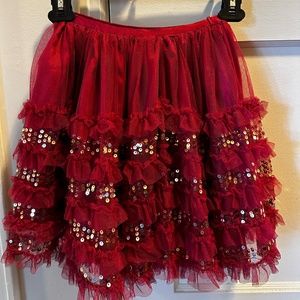 Deep Red sequin toule skirt